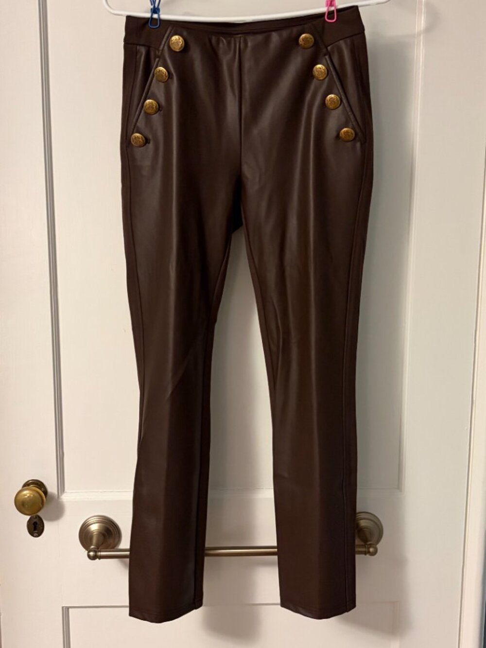 J McLaughlin frick pants vegan leather mixed material size XS NWOT equestrian